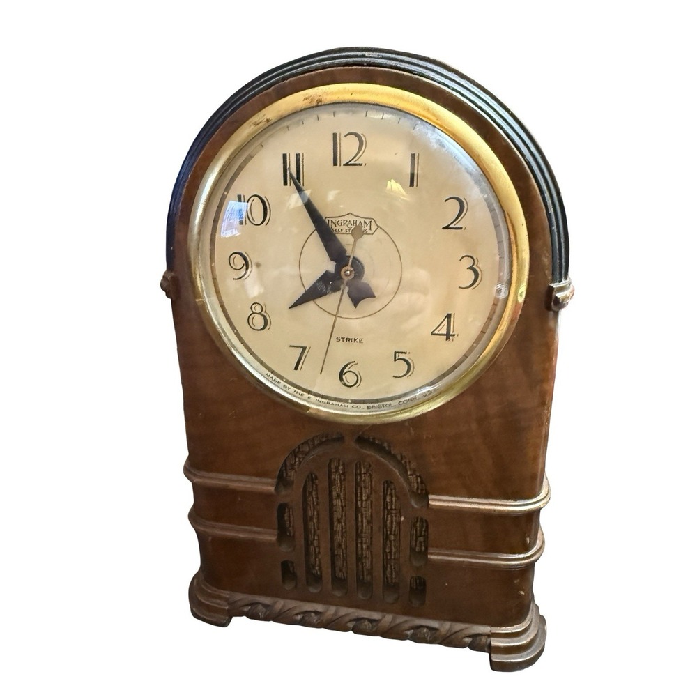 1930s Ingraham Self Starting Strike Mantle Clock Working